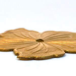 Medium Hibiscus Flower Stamped Brass: Vintage Embossed Pressed Metal Assemblage Pieces, Lot of 10 image 5