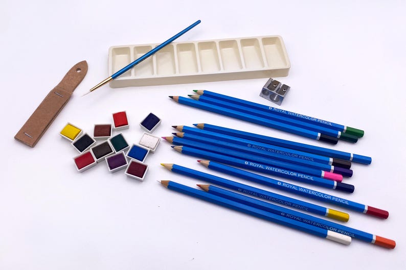 Watercolor Drawing Art Set by ROYAL & LANGNICKEL: Includes 12 Half Pans, 12 Watercolor Pencils, + More! image 6
