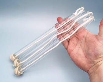 10" Glass Oil Candles, Taper Style with Cotton Wick: Vintage Craft Supply (Lot of 3)