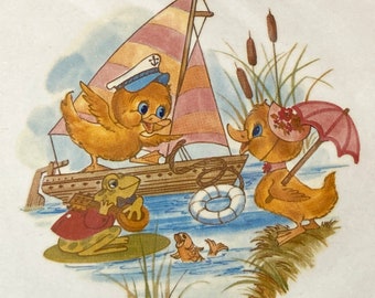 Vintage Ceramic Decals: Illustrated "Duck Pond Friends" - Water Mount, Kiln-Fire (Lot of 9)