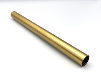 12" Brushed Brass-Plated Tube, Seamless : 1" Diameter Vintage Pipe Downrod for Lamps & Lighting Fixtures