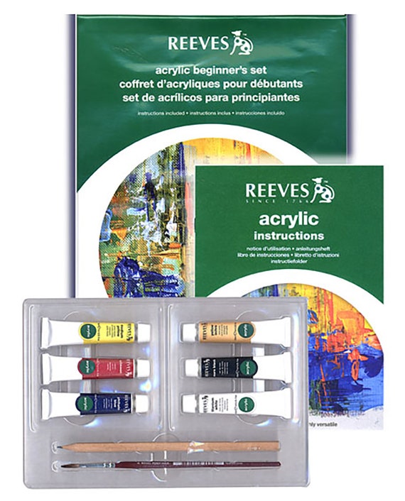 Acrylic Beginner's Art Set, 10 Pieces: REEVES Acrylic Paint Kit for All  Ages 