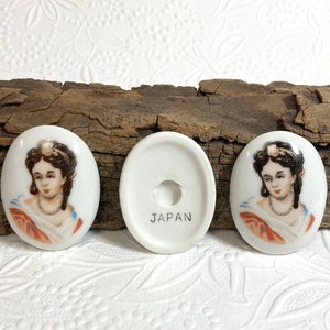 Ceramic Cameo Cabochon with Victorian Lady: Vintage Inserts Lot of 12 image 2