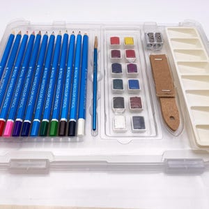 Watercolor Drawing Art Set by ROYAL & LANGNICKEL: Includes 12 Half Pans, 12 Watercolor Pencils, + More! image 3