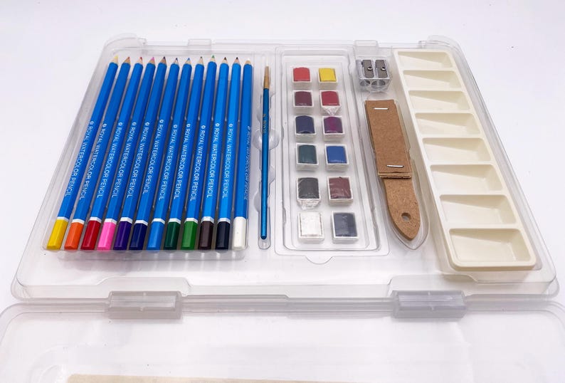 Watercolor Drawing Art Set by ROYAL & LANGNICKEL: Includes 12 Half Pans, 12 Watercolor Pencils, + More! image 3