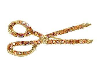 Scissors Brooch Gold Pins, Vintage Jewelry Making Supplies: Includes Topaz Rhinestones, (Lot of 3 Kits)