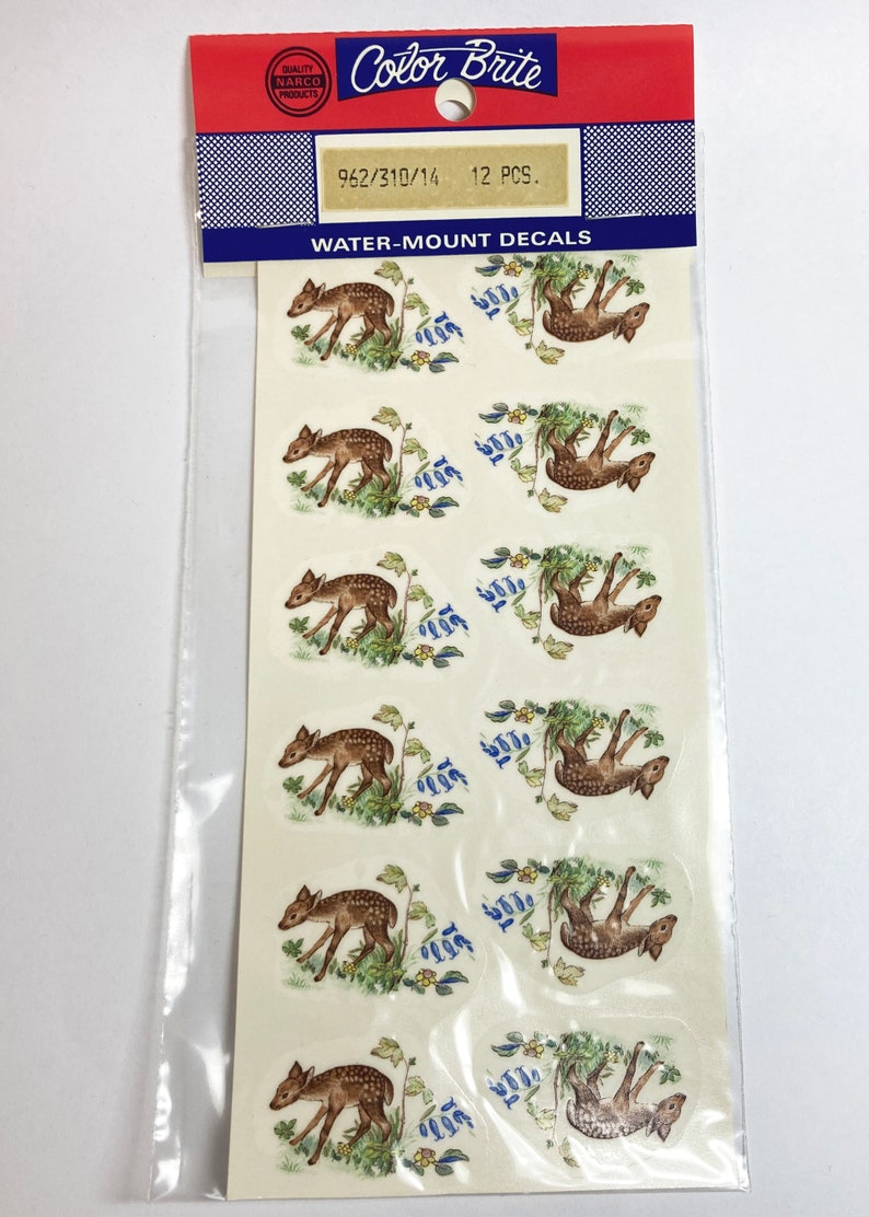 Vintage Ceramic Decals: Happy Fawn in Nature Water-Mount, Kiln Fire Lot of 24 image 2