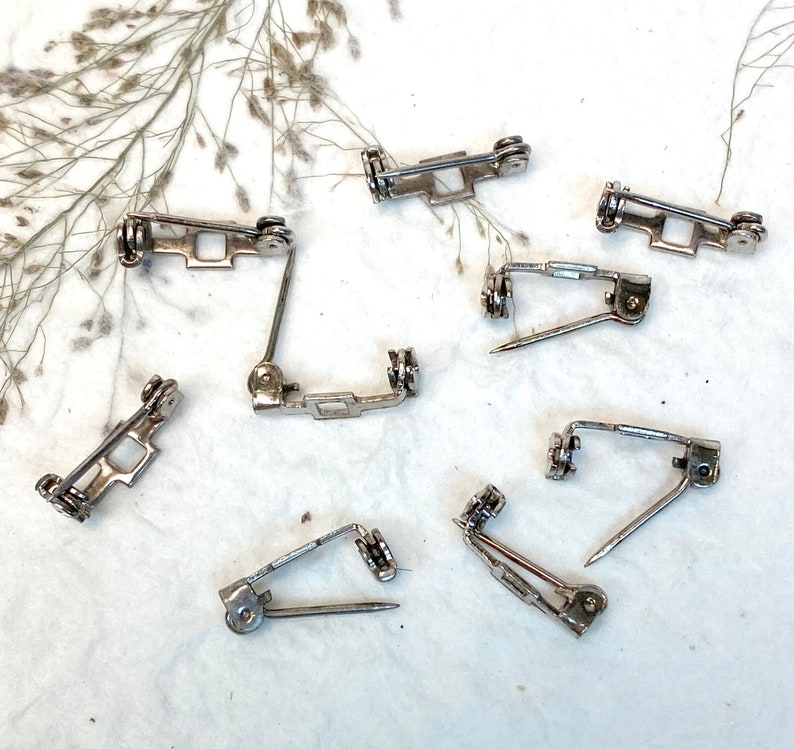 Bar Pins with Safety Clasp, Silver Vintage Jewelry Findings: Small 9/16 inch Pin Backs, Lot of 25 image 1