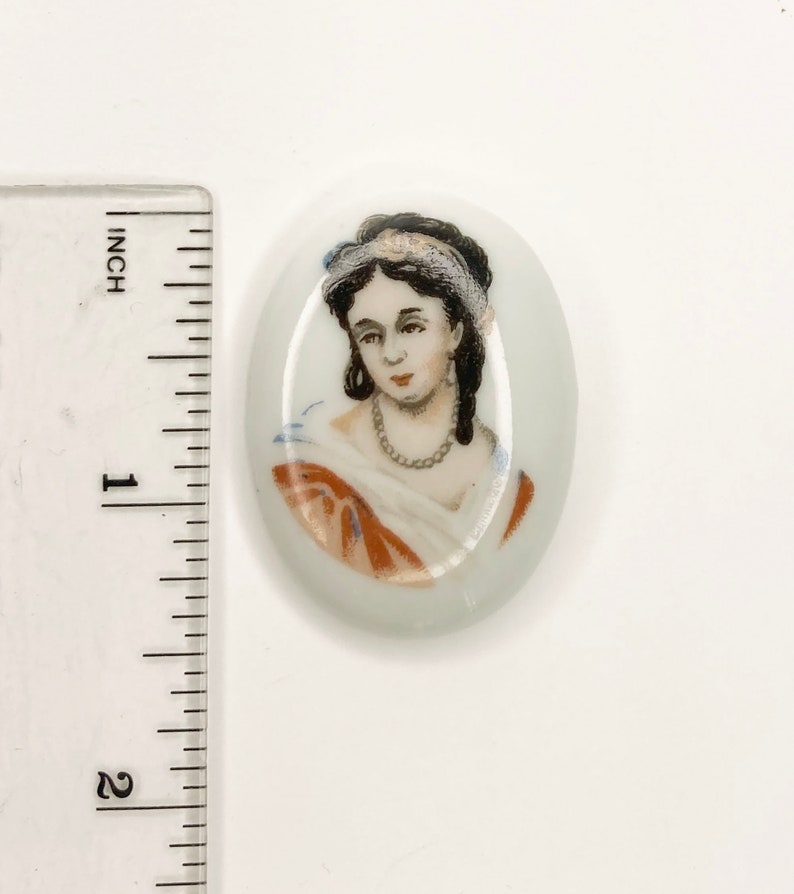 Ceramic Cameo Cabochon with Victorian Lady: Vintage Inserts Lot of 12 image 6