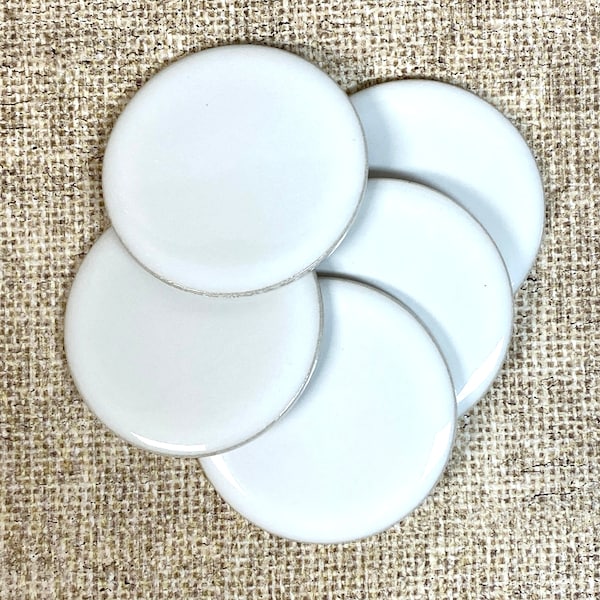 Blank Ceramic Discs: 2-1/16" Round Glazed Surface (Lot of 15)