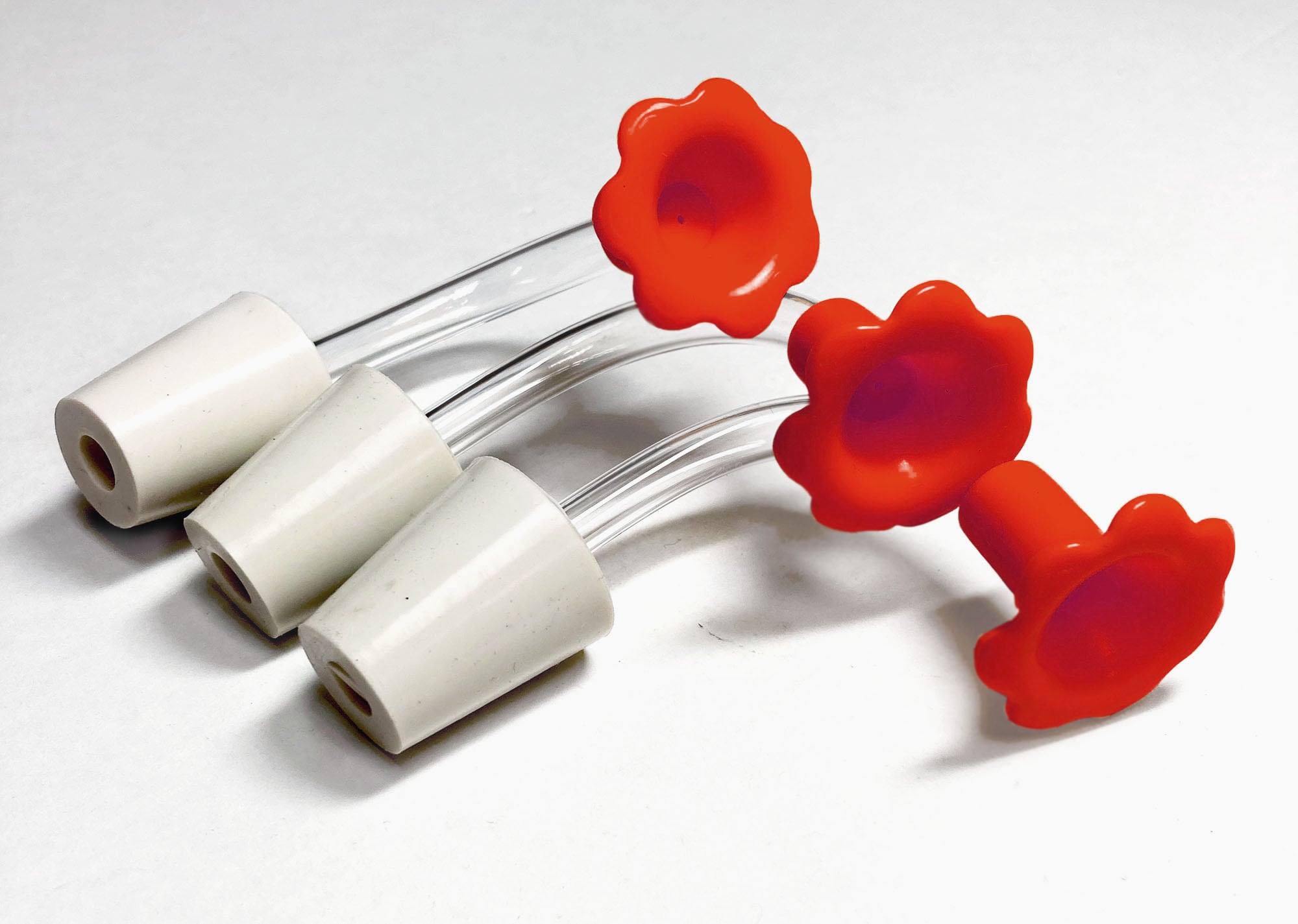 6pz Tubi Mangiatoia Colibrì, Punta Floreale Rossa in Silicone & Tappi