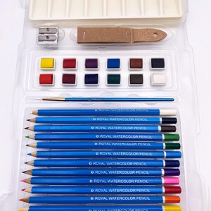 Watercolor Drawing Art Set by ROYAL & LANGNICKEL: Includes 12 Half Pans, 12 Watercolor Pencils, + More! image 4