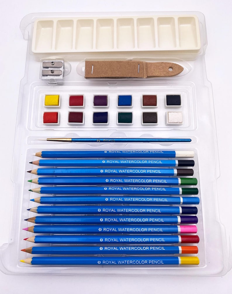 Watercolor Drawing Art Set by ROYAL & LANGNICKEL: Includes 12 Half Pans, 12 Watercolor Pencils, + More! image 4