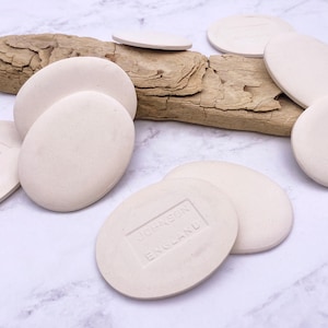 Blank Porcelain Insert: 2-1/8&quot; Oval Bisque Unglazed (Lot of 10)
