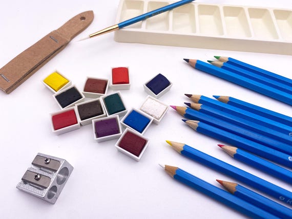 Watercolor Drawing Art Set by ROYAL & LANGNICKEL: Includes 12 Half Pans, 12 Watercolor Pencils, + More!