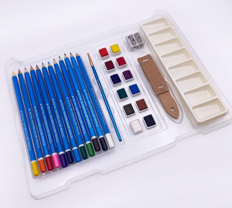 Watercolor Drawing Art Set by ROYAL & LANGNICKEL: Includes 12 Half Pans, 12 Watercolor Pencils, + More! image 7