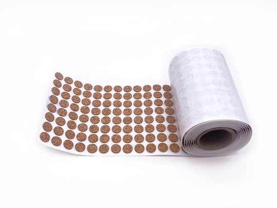 Round 1/2" Cork Stickers: Protective Adhesive Pads, Roll of 1000 pieces