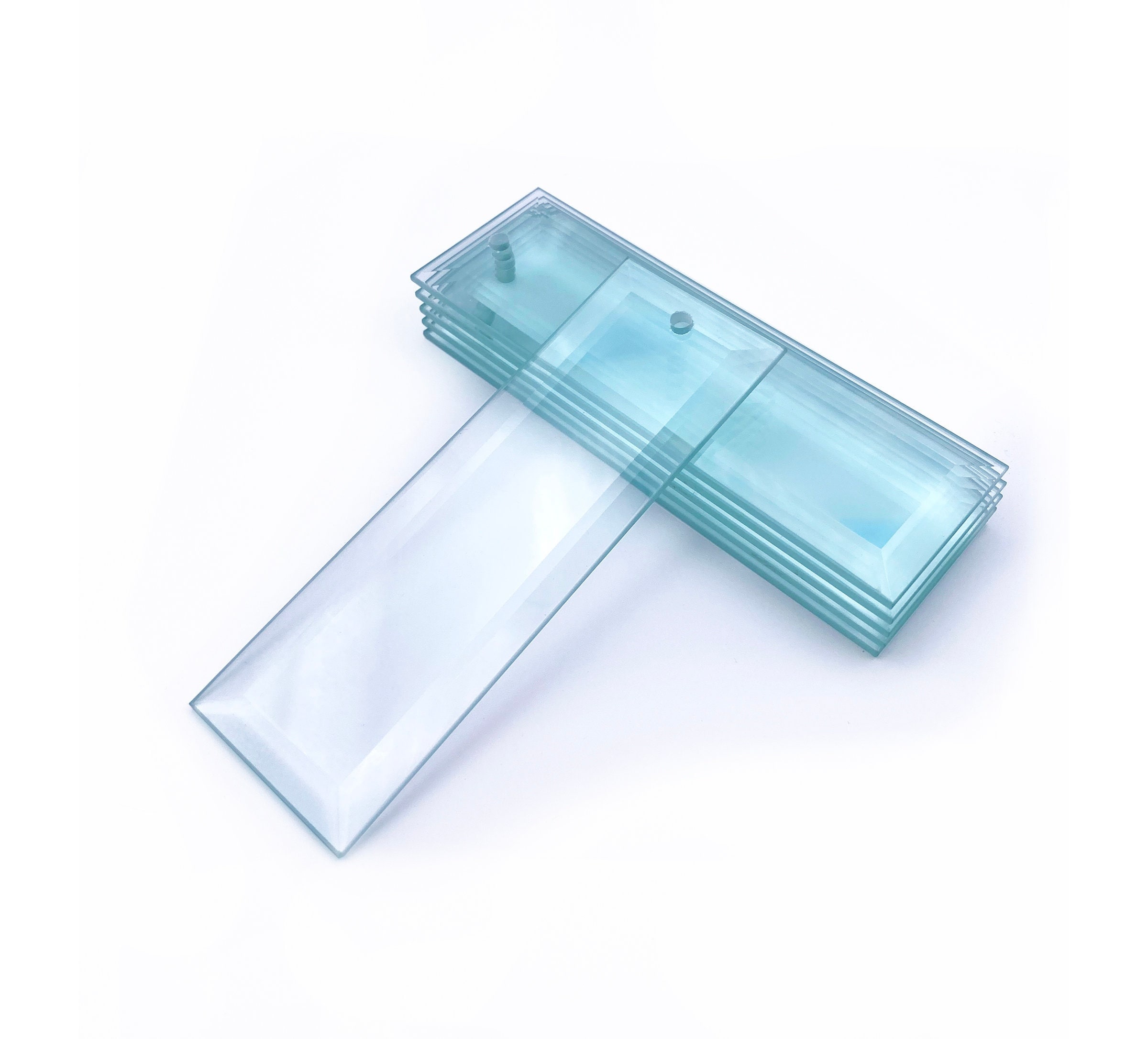 6" x 2" Rectangular Glass Suncatchers with Beveled Edges & Pre-Drilled Hole (Lot of 6)