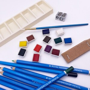 Watercolor Drawing Art Set by ROYAL & LANGNICKEL: Includes 12 Half Pans, 12 Watercolor Pencils, + More! image 5