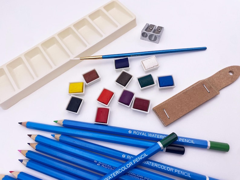 Watercolor Drawing Art Set by ROYAL & LANGNICKEL: Includes 12 Half Pans, 12 Watercolor Pencils, + More! image 5