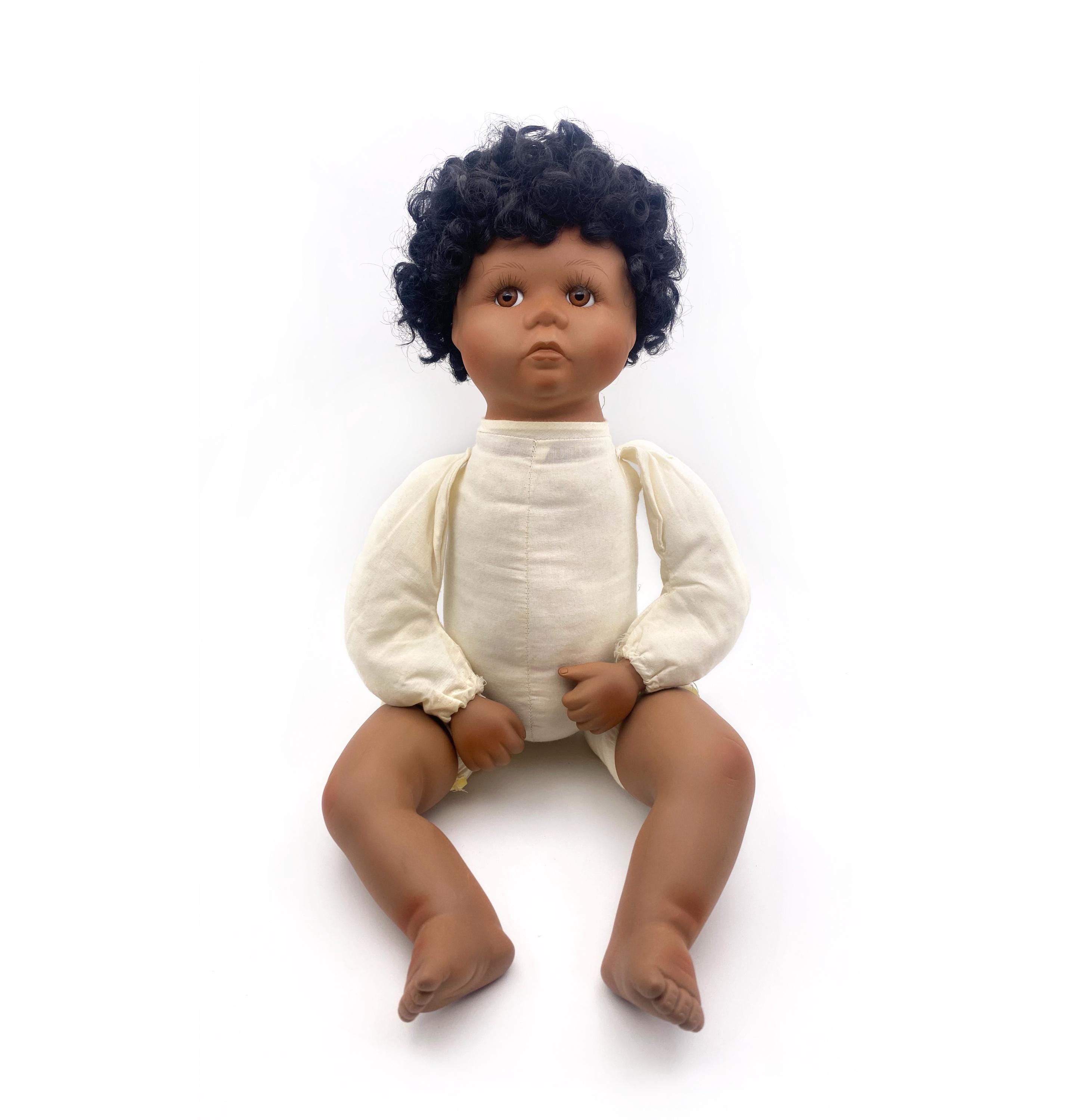 Joli Poupon Ancien En Terre De Pipe (bisque) – France, Années 1930, 30 Cm