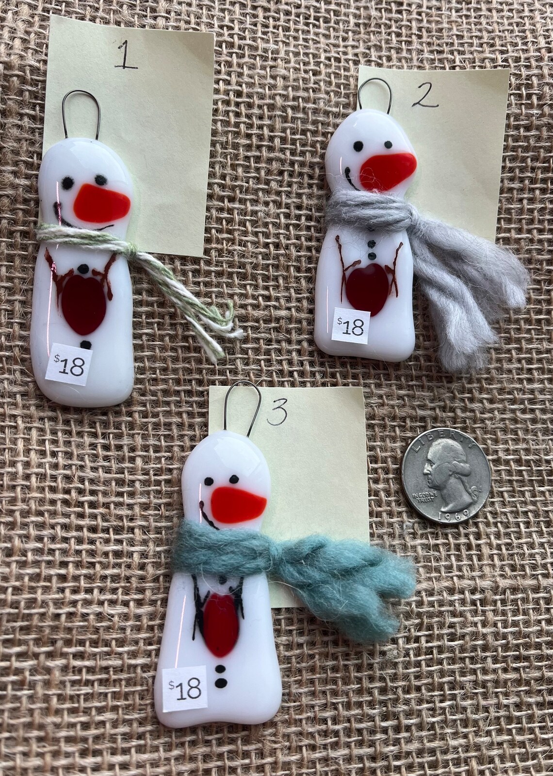 Snowman Fused Glass Ornament Etsy