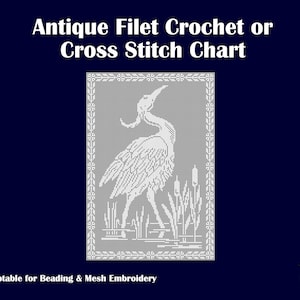 Pattern Chart for Filet Crochet / Cross Stitch - Heron