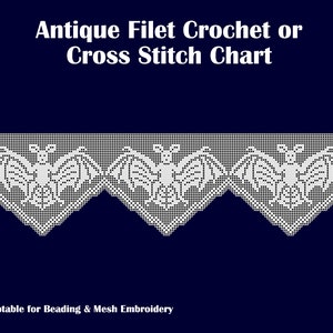2x Pattern Charts for Filet Crochet / Cross Stitch Halloween Bat Borders