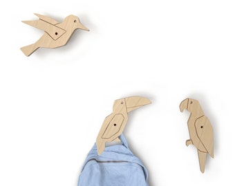 PATERE OISEAU en BOIS pour décoration de chambre d’enfant- Studio Ruthy Design