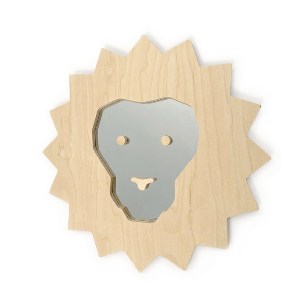 MIROIR LION "Simba" en BOIS pour décoration de chambre d'enfant- Studio Ruthy Design