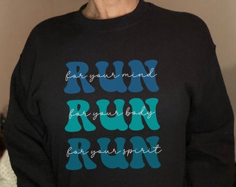 Running Sweatshirt for Runner Minimalist Running Sweatshirt Running Crewneck Marathon Gift for Runner Hoodie for Running Clothes for Her