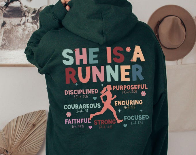 Christian Running Hoodie, Gift for Runner, Marathon Running Hoodie, Half Marathon Running Hoodie, Running Mama, Running Gift, Runner Shirt