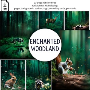 Enchanted Woodland Junk Journal Kit: Fantasy Forest Animals (Digital Download)