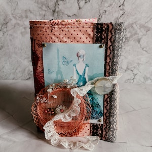Paris mon Amour Junk Journal Diary Notebook made from recycled materials
