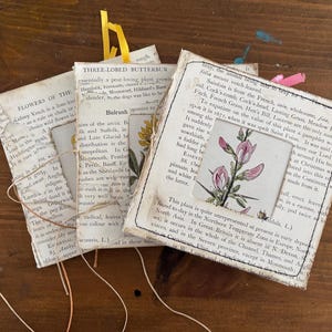 Mini notebooks square journals botanical themed handmade junk journal