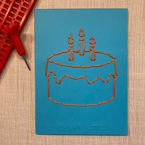 Birthday Cake - Embroidered Braille Card