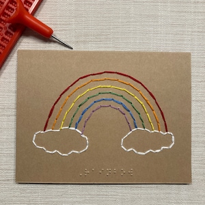 Rainbow - Embroidered Braille Card