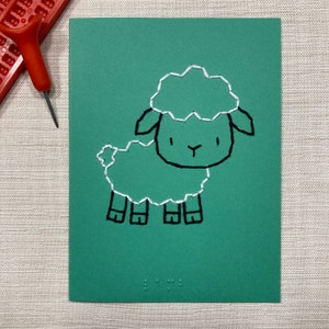 Lamb - Embroidered Braille Card