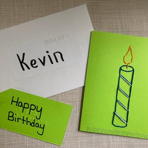 Birthday Candle - Embroidered Braille Card