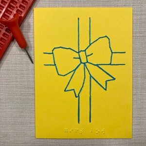 Birthday Gift Bow - Embroidered Braille Card