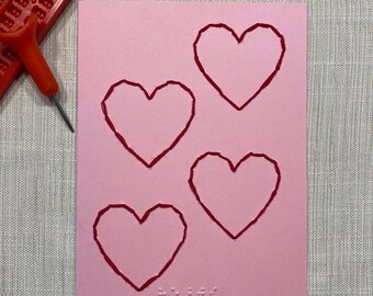 Hearts - Embroidered Braille Card