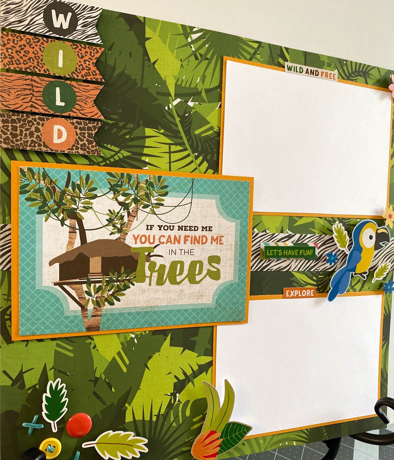 Childrens Jungle Safari Scrapbooking Layout 12x12 page Etsy