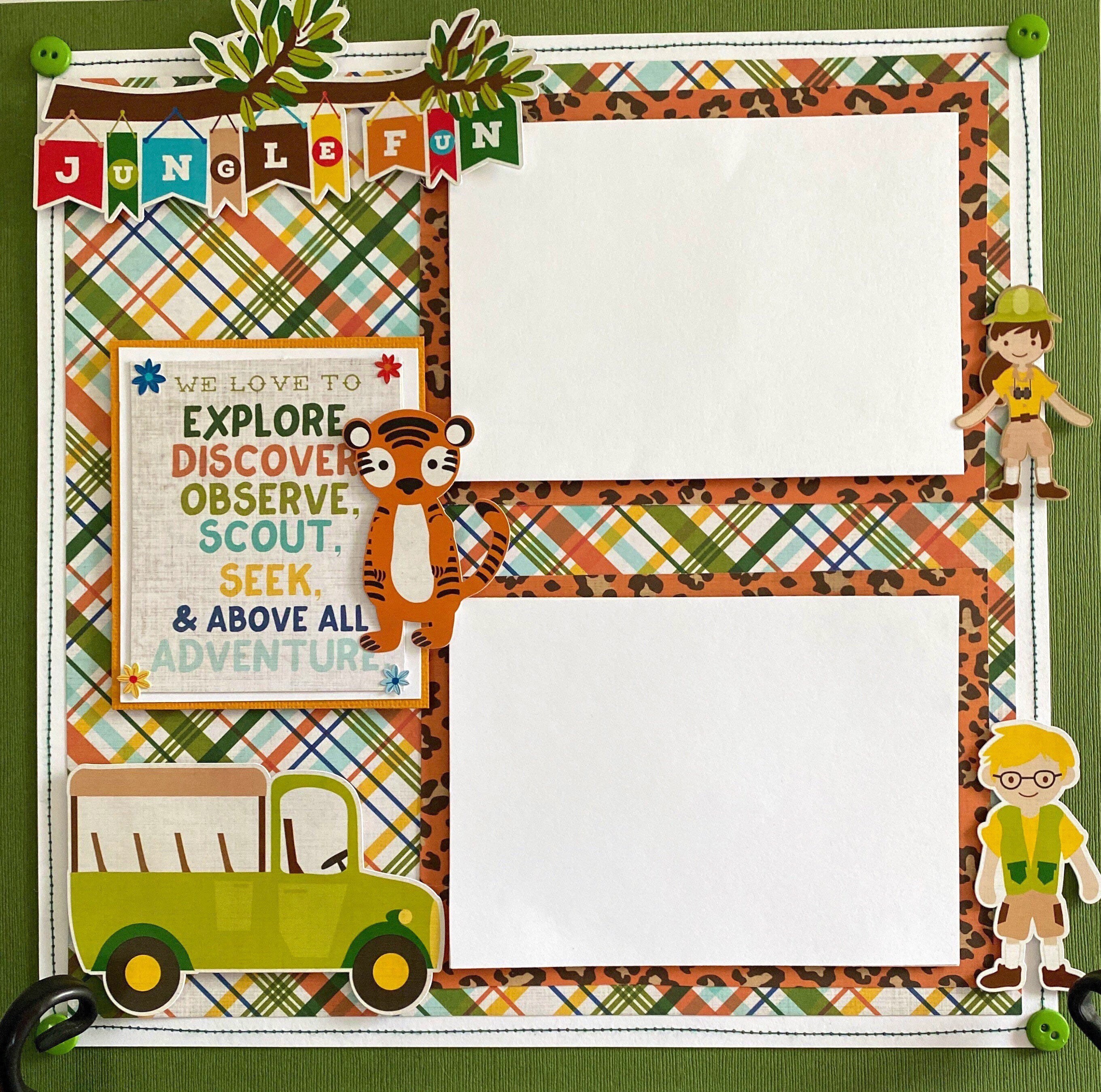 Kids Safari Jungle Scrapbooking Layout 12x12 page Etsy