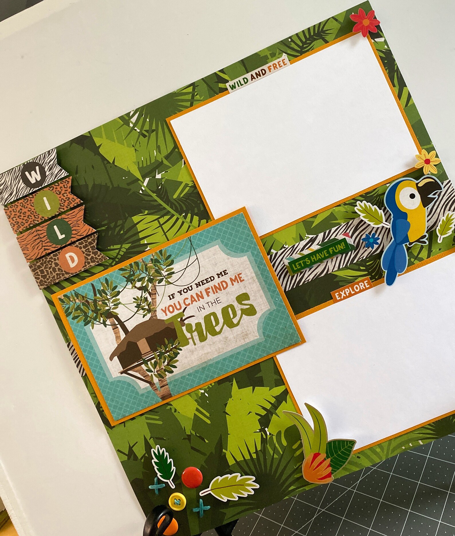 Childrens Jungle Safari Scrapbooking Layout 12x12 page Etsy