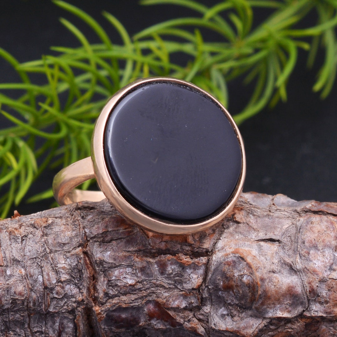 Black Onyx Ring, Gold Vermeil Ring, Onyx Ring, Vintage Ring Black Onyx Ring, Gold Vermeil Ring, Onyx Ring, Vintage Ring