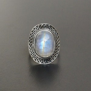 Rainbow Moon stone Ring, silver moonstone ring, gemstone ring, 92.5% sterling silver ring,