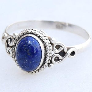 Minimise Lapis Lazuli Ring, Sterling Silver Lapis Ring, Silver Lapis Ring, Gift to her, Handmade Lapis Ring