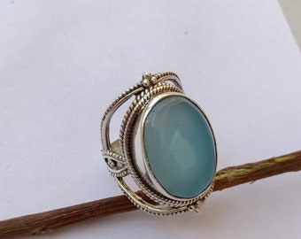 beautiful Chalcedony Ring, Chalcedony Silver Ring, oval shape chalcedony ring , 925 Sterling Silver Ring, Handmade Ring, Oval Gemstone ring