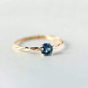 Fancy Ring - London Blue Topaz Ring - Dainty Ring Gift - Handmade 925 Sterling Silver Ring - Solitaire Ring - Gold Vermeil Ring