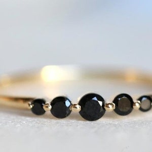 Black Onyx Dainty Ring, Gold Vermeil Ring, Birthstone Ring, Stacking Ring, Silver 925 Ring, Black Onyx Jewelry, Personalized Gift